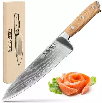Moritz & Moritz Damastmesser 20cm, 67 Lagen Damaststahl, Akazienholzgriff (5788)