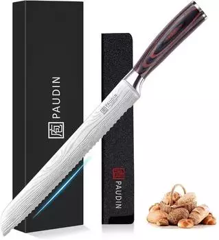 LuxusKollektion Brotmesser mit Wellenschliff 26cm, Edelstahl, Pakkaholzgriff