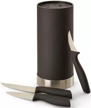 Echtwerk Küchenmesser-Set 4-tlg. mit Messerblock, silber (EW-MB-0393)