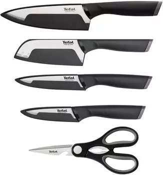 Tefal Comfort Messer-Set 5-tlg., Edelstahlklingen, ergonomischer Griff