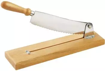 Tellier N7013 Brotschneider mit Holzsockel, gerade Klinge 25cm (N7013)