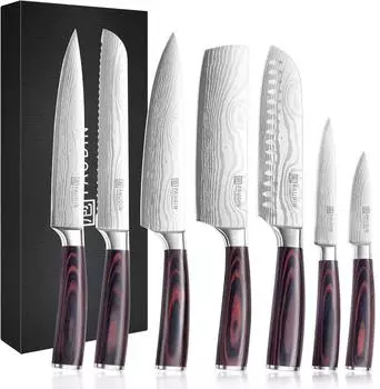 PREMIUM XL Premium Messerset 7-teilig, Edelstahl, Holzgriff