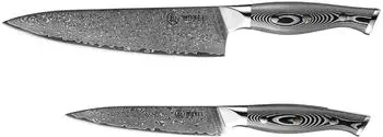 Muxel Messer-Set Damast V10 Edelstahl 62 Lagen, Kochmesser & Gemüsemesser