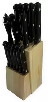 Michelino Messerset mit Holzmesserblock, Edelstahl, 15-teilig