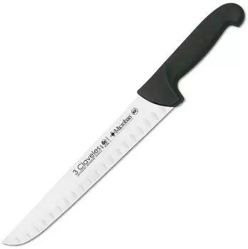 3 Claveles Proflex Fleischermesser mit Kullenschliff, Edelstahl, schwarz, 26cm (08076)