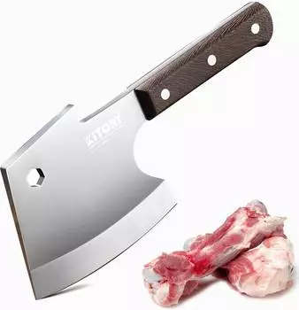 LuxusKollektion Hackmesser 15cm Full Tang, 4Cr14Mov Edelstahl, Birnbaumholzgriff