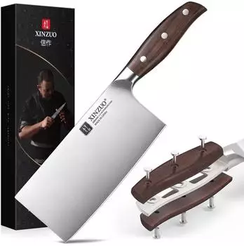 Xinzuo Hackmesser 17,5cm, 1.4116 Edelstahl, roter Sandelholzgriff