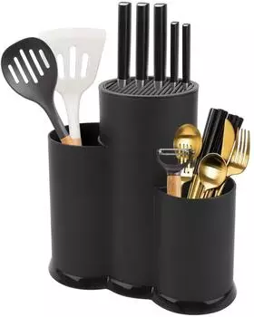 LuxusKollektion Messerblock 3-in-1 mit Schlitzen, rund, schwarz