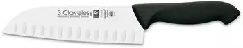 3 Claveles Proflex Santoku-Messer mit Kullenschliff 18cm, schwarz (08295)