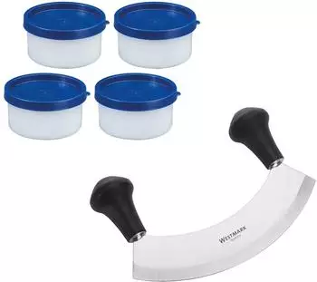 Westmark Kr&auml;uter-Set Wiegemesser + 4 Kr&auml;uterdosen 0,1l, 5-tlg. (129322E6)