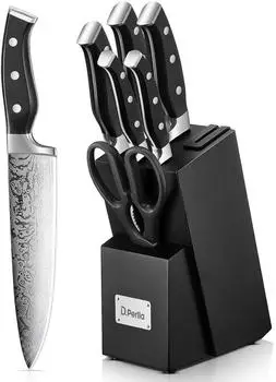 LuxusKollektion Messerblock-Set 7-teilig, selbstschärfend, Edelstahl, schwarz