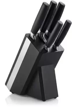 Arendo Messerblock 5-teilig, Holzblock, Edelstahl (308382)
