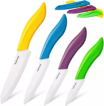 Gerster Keramikmesser-Set 4-teilig, Gemüsemesser, Obstmesser, Universalmesser, Kochmesser, multicolor