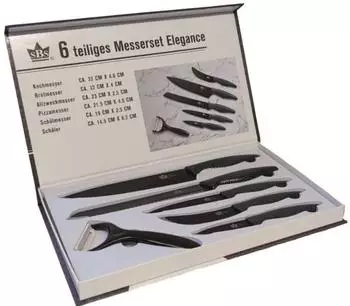 Westfalia SBS Elegance Messerset, 6-teilig, Carbon-Design, Antihaftbeschichtung