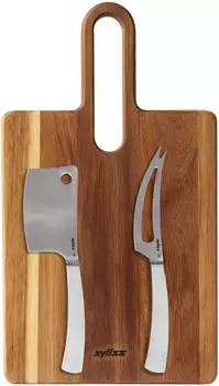 Zyliss Signature K&auml;semesser-Set mit Servierbrett, Akazienholz, Edelstahl (E980348)