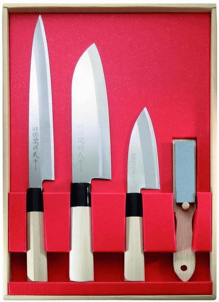 Herbertz Japanisches Kochmesser-Set 3 Messer und Abziehstein
