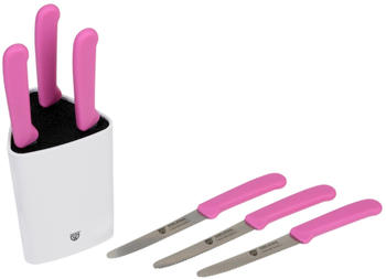 Gräwe Universal-Messerblock mit Brötchenmessern 7-teilig weiß/pink