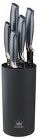 KING Messerblock "Carbon Design" 6 Stk. (5 Messer, 1 Messerblock), Wellenschliff