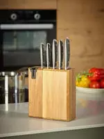 ECHTWERK Messerblock 6 Stk. K&uuml;chenmesser-Set aus Akazienholz, Inkl. Integriertem