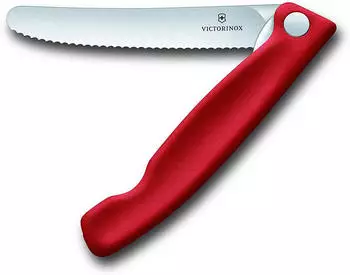 Victorinox Swiss Classic Faltbares Gem&uuml;semesser Wellenschliff (11 cm) rot