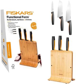 Fiskars Bambus Design-Messerblock mit 3 Messern (1057553)