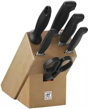 ZWILLING Vier Sterne Messerblock natur 7 tlg. Mit Schere