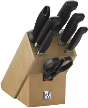 ZWILLING Vier Sterne Messerblock natur 8 tlg. mit Schere