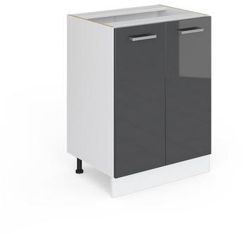 VICCO R-Line Unterschrank 60cm 2-trg. ohne Arbeitsplatte Anthrazit Hochglanz