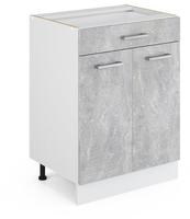 K&uuml;chenunterschrank R-line, Beton, 60 Cm Mit Schublade, Ohne Arbeitsplatte Vicco