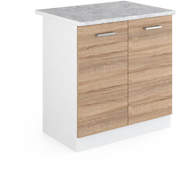 VICCO Sp&uuml;lenunterschrank R-Line 80 cm Wei&szlig;/Sonoma modern Arbeitsplatte