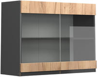 K&uuml;chenglasschrank R-line, Goldkraft Eiche, 80 Cm J-shape, Vicco