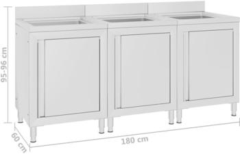 vidaXL Kitchen Cabinets with Sink 3 pcs Stainless Steel white