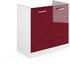 VICCO R-Line Spülenunterschrank 80cm 2-trg. ohne Arbeitsplatte Bordeaux Hochglanz