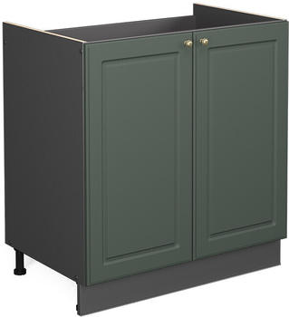 VICCO Sp&uuml;lenunterschrank Fame-Line 80 cm Anthrazit/Gr&uuml;n-Gold Landhaus