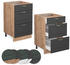 VICCO Schubladenunterschrank Fame-Line 50 cm Eiche/Anthrazit-Gold Landhaus