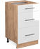 VICCO Schubladenunterschrank Fame-Line 50 cm Eiche/Weiß Hochglanz modern