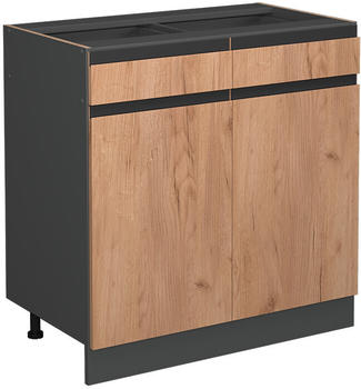 VICCO Schubladenunterschrank R-Line 80 cm Anthrazit/Eiche grifflos