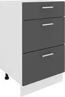 Mid.you K&uuml;chenunterschrank, Wei&szlig;, Holzwerkstoff, 3 Schublade(n) Schubladen,