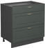 VICCO Schubladenunterschrank Fame-Line 80 cm Anthrazit/Grün-Gold Landhaus 3 Schubladen