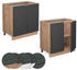 VICCO Unterschrank Fame-Line 80 cm Eiche/Anthrazit-Gold Landhaus