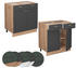 VICCO Schubladenunterschrank Fame-Line 80 cm Eiche/Anthrazit-Gold Landhaus 2 Schubladen