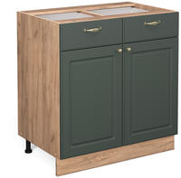 Vicco - K&uuml;chenunterschrank Fame-line, Gr&uuml;n-gold Landhaus, 80 Cm Ohne Arbeitsplatte