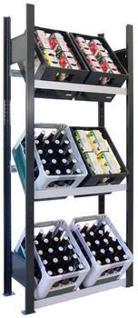 Schulte Getränkekistenregal für bis zu 6 Kisten, 180x81x30 cm schwarz-Silber