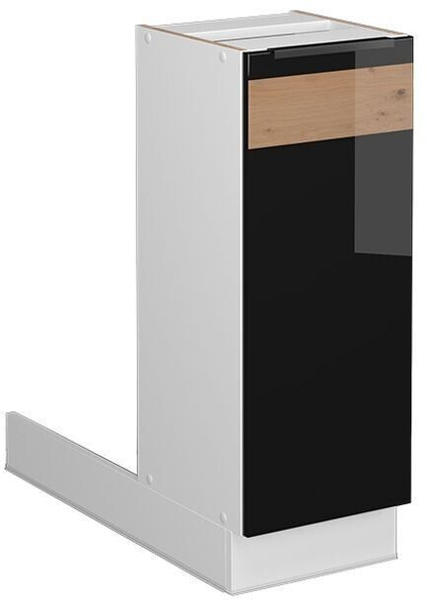 Livinity Kücheninsel Fame-Line, 30 cm ohne Arbeitsplatte, Schwarz Eiche hochglanz/Weiß