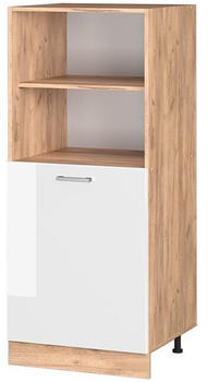 Livinity Herdumbauschrank R-Line, 60 cm, Wei&szlig; Hochglanz/Goldkraft Eiche