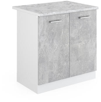 VICCO Sp&uuml;lenunterschrank R-Line 80 cm Wei&szlig;/Beton modern Arbeitsplatte