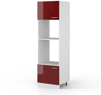 Livinity Mikrowellenschrank R-Line, 60 cm, Bordeaux Hochglanz/Wei&szlig;