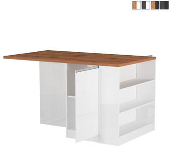 Web Furniture Zentralinsel mit modernem Küchentisch 2 Türen 160x90x90cm Grover
