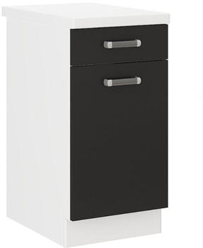 Küchenpreis-Bombe Küchen Unterschrank Omega 40x240x85 cm Schwarz/Weiß