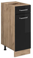 Vicco - K&uuml;chenunterschrank R-line, Schwarz Hochglanz, 30 Cm Ohne Arbeitsplatte